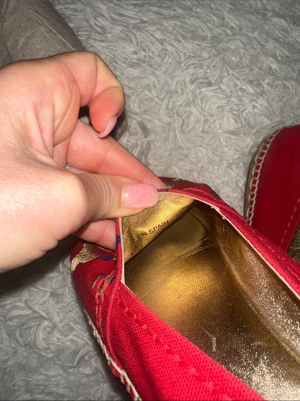 Prada Red Canvas Espadrilles with Gold Embroidered Logo - Picture 5 of 7